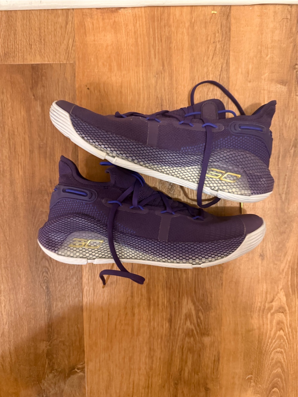 Under Armour curry 6 Purple Athletic Shoes with White Soles